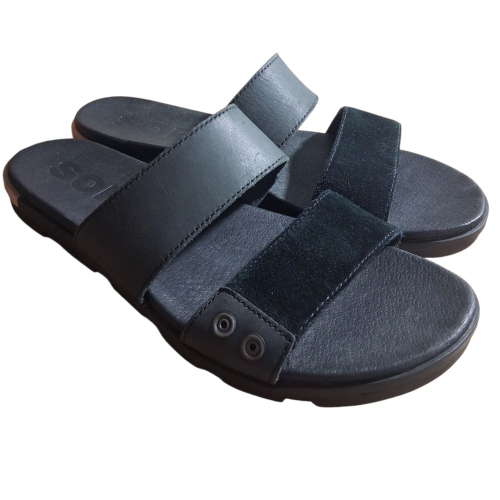Sorel Torpeda Leather Suede Slides Women's size 11 Open‎ Toe Resortwear Sandals